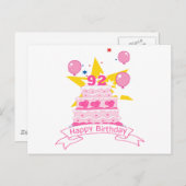 92-jähriger Geburtstagskuchen Postkarte (Vorne/Hinten)