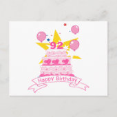 92-jähriger Geburtstagskuchen Postkarte (Vorderseite)