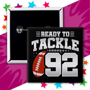 92-jähriges Tackle Football Party 92. Geburtstag Button