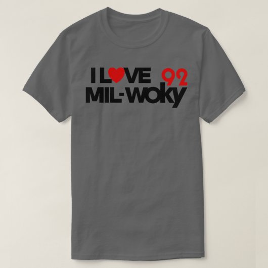 92 WOKY Liebe Milwaukee Abgestorbene Radiostation T-Shirt (Design vorne)