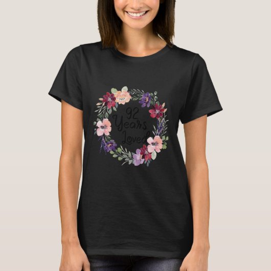92 Years Loved Floral 92th Birthday Women 92 Years T-Shirt (Vorderseite)