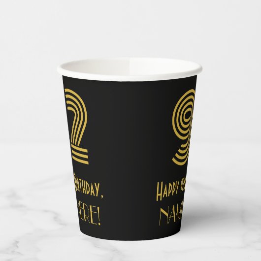 92nd Birthday: Art Deco Inspired Look “92” & Name Pappbecher (Links)