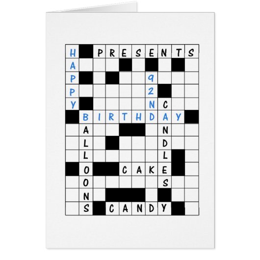 92nd Birthday, Crossword Puzzle (Vorne)