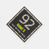 92nd Birthday: Floral Flowers Number, Custom Name Serviette (Ecke)