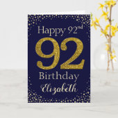 92nd Birthday Golden Glitter Card Karte (Gelbe Blume)