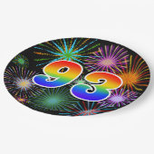 93. Event - Spaß, farbenfroh, kühl, Regenbogen 93 Pappteller (Schrägansicht)