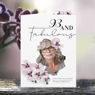 93 & Fantastische Orchideen-Foto-Geburtstagskarte Karte