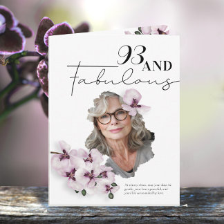 93 & Fantastische Orchideen-Foto-Geburtstagskarte Karte