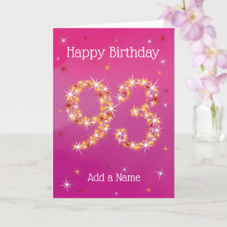 93. Geburtstag - 93. Stars - Rosa/Lila - Alter 93 Karte