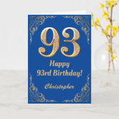 93. Geburtstag Blue and Gold Glitzer Frame Karte (Gelbe Blume)