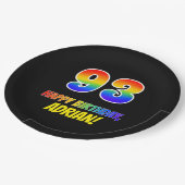93. Geburtstag: Bold, Fun, Simple, Rainbow 93 Pappteller (Schrägansicht)