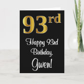 93. Geburtstag ~ Elegante Luxuriöse Imitate Gold L Karte (Vorderseite)