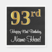 93. Geburtstag ~ Elegante Luxuriöse Imitate Gold L Serviette (Vorderseite)