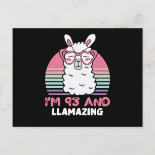 93. Geburtstag Llamazing Lama 93 Jahre alte Geburt Postkarte