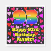 93. Geburtstag: Loving Hearts Pattern, Regenbogen Serviette (Vorderseite)