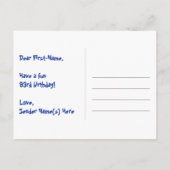 93. Geburtstag: Rosa Streifen & Herz, Regenbogen 9 Postkarte (Rückseite)