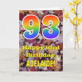 93. Geburtstag; Rustikale Herbstblätter; Regenboge Karte (Gelbe Blume)