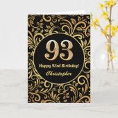 93. Geburtstag Schwarz-Gold-Flora-Muster Karte (Gelbe Blume)