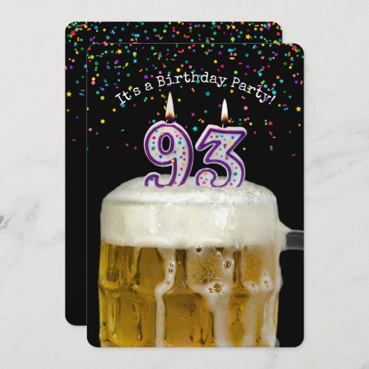 93. Geburtstagskandle-Party Einladung (Vorne/Hinten)