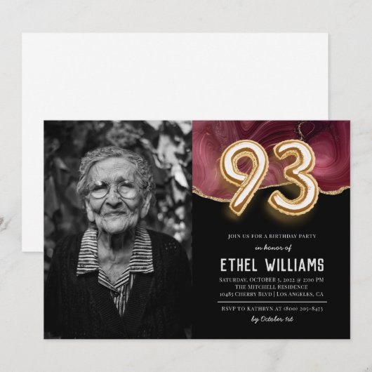 93. Geburtstagsparty Einladung (Vorne/Hinten)