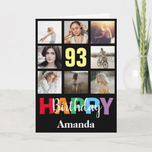 93. Happy Birthday Foto Collage Modern Black Karte