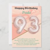 93-jährige Mädchen Happy Birthday Card (Rückseite)