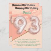 93-jährige Mädchen Happy Birthday Card (Vorne/Hinten)