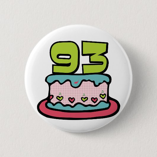 93-jähriger Geburtstagskuchen Button (Vorderseite)