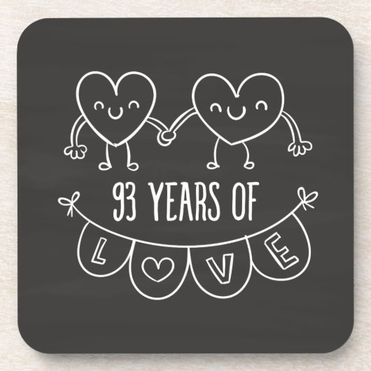 93. Jubiläum Geschenkherzen Untersetzer (Vorderseite)