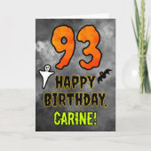 93rd Birthday: Eerie Halloween Theme + Custom Name Karte (Vorderseite)