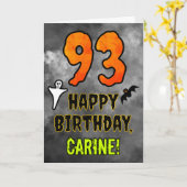 93rd Birthday: Eerie Halloween Theme + Custom Name Karte (Gelbe Blume)