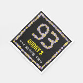 93rd Birthday: Floral Flowers Number, Custom Name Serviette (Ecke)