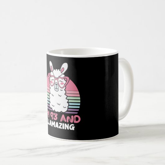 93rd Birthday Llamazing Llama 93 Year Old Birthday Kaffeetasse (VorderseiteRechts)