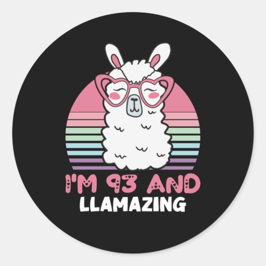 93rd Birthday Llamazing Llama 93 Year Old Birthday Runder Aufkleber (Vorderseite)