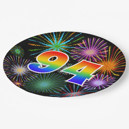 94. Event - Spaß, farbenfroh, kühl, Regenbogen 94 Pappteller (Schrägansicht)