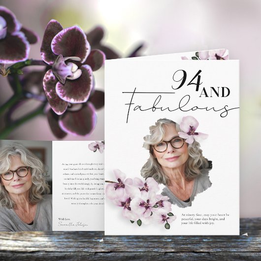 94 & Fabulous Orchid Photo Birthday Greeting Card Karte