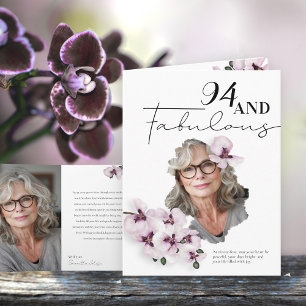 94 & Fantastische Orchideen-Foto-Geburtstagskarte Karte