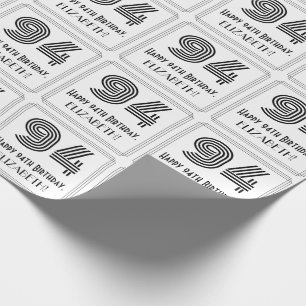 94. Geburtstag: Art Deco Inspiriert Stil "94" + Na Geschenkpapier