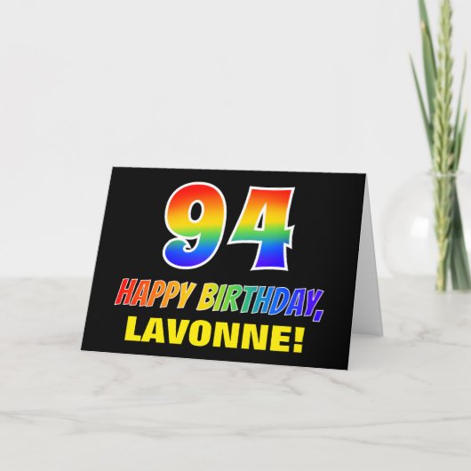 94. Geburtstag: Bold, Fun, Simple, Rainbow 94 Karte (Vorderseite)