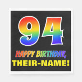94. Geburtstag: Bold, Fun, Simple, Rainbow 94 Serviette (Vorderseite)