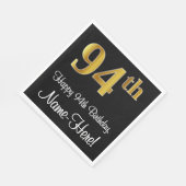 94. Geburtstag ~ Elegante Luxuriöse Imitate Gold L Serviette (Ecke)