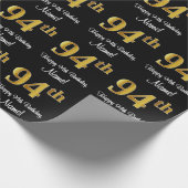 94. Geburtstag: Elegante Luxury Imitate Gold Look Geschenkpapier (Ecke)