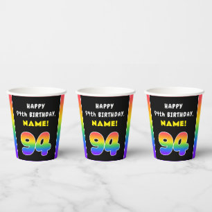 94. Geburtstag: Farbiger Regenbogen Nr. 94, Indivi Pappbecher