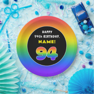 94. Geburtstag: Farbiger Regenbogen Nr. 94, Indivi Pappteller