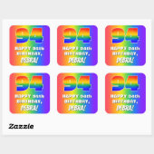 94. Geburtstag: Farbiges, lustiges Regenbogenmuste Quadratischer Aufkleber (Blatt)