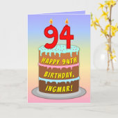 94. Geburtstag — Fun Cake & Candles, w/Individuell Karte (Gelbe Blume)