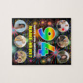 94. Geburtstag: Fun Rainbow #, Individuelle Name + Puzzle (Horizontal)