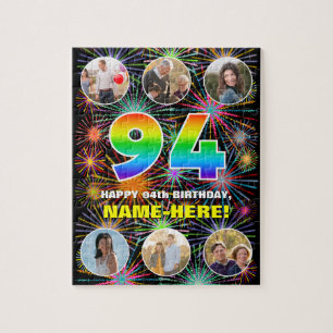 94. Geburtstag: Fun Rainbow #, Individuelle Name + Puzzle
