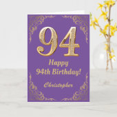 94. Geburtstag Lila und Gold Glitzer Frame Karte (Gelbe Blume)