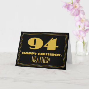 94. Geburtstag: Name + Art Deco inspiriertes Ausse Karte